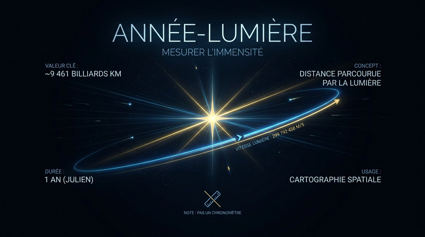 Représentation de la distance parcourue par la lumière à travers les étoiles
